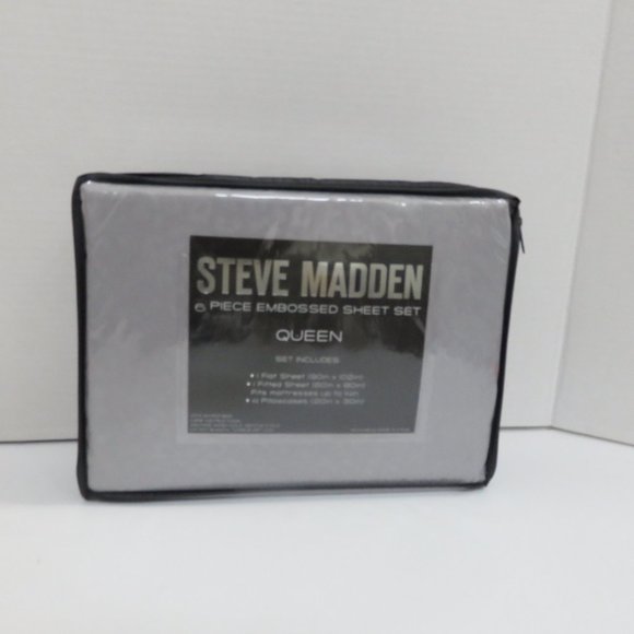 Steve Madden Queen 6pc Embossed Gray Sheet Set - Picture 5 of 7